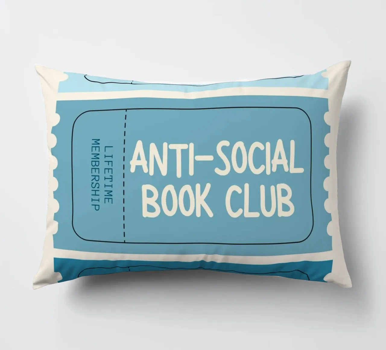 Anti-Social Book Club Lifetime Membership Ticket Art Print decorative cushion by vintagepod