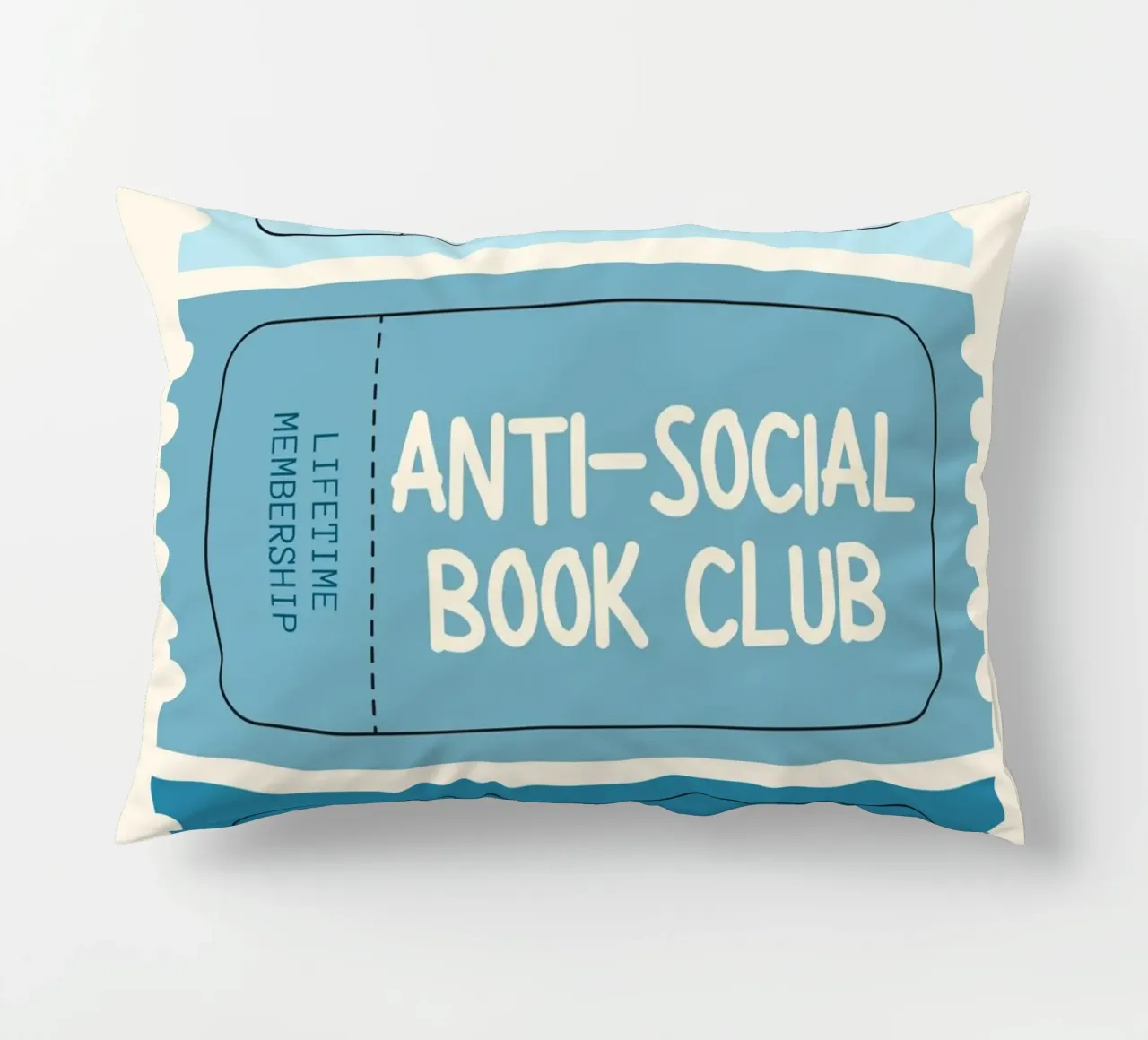 Anti-Social Book Club Lifetime Membership Ticket Art Print decorative cushion by vintagepod
