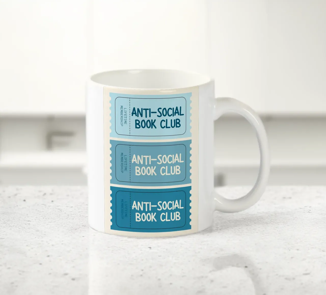 Anti-Social Book Club Lifetime Membership Ticket Art Print ceramic mug by vintagepod