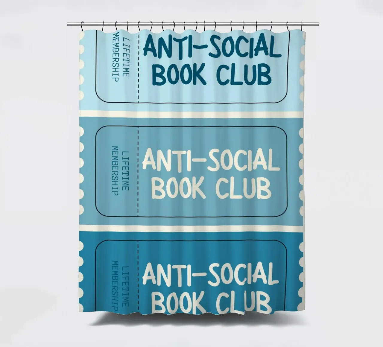Anti-Social Book Club Lifetime Membership Ticket Art Print shower curtain by vintagepod