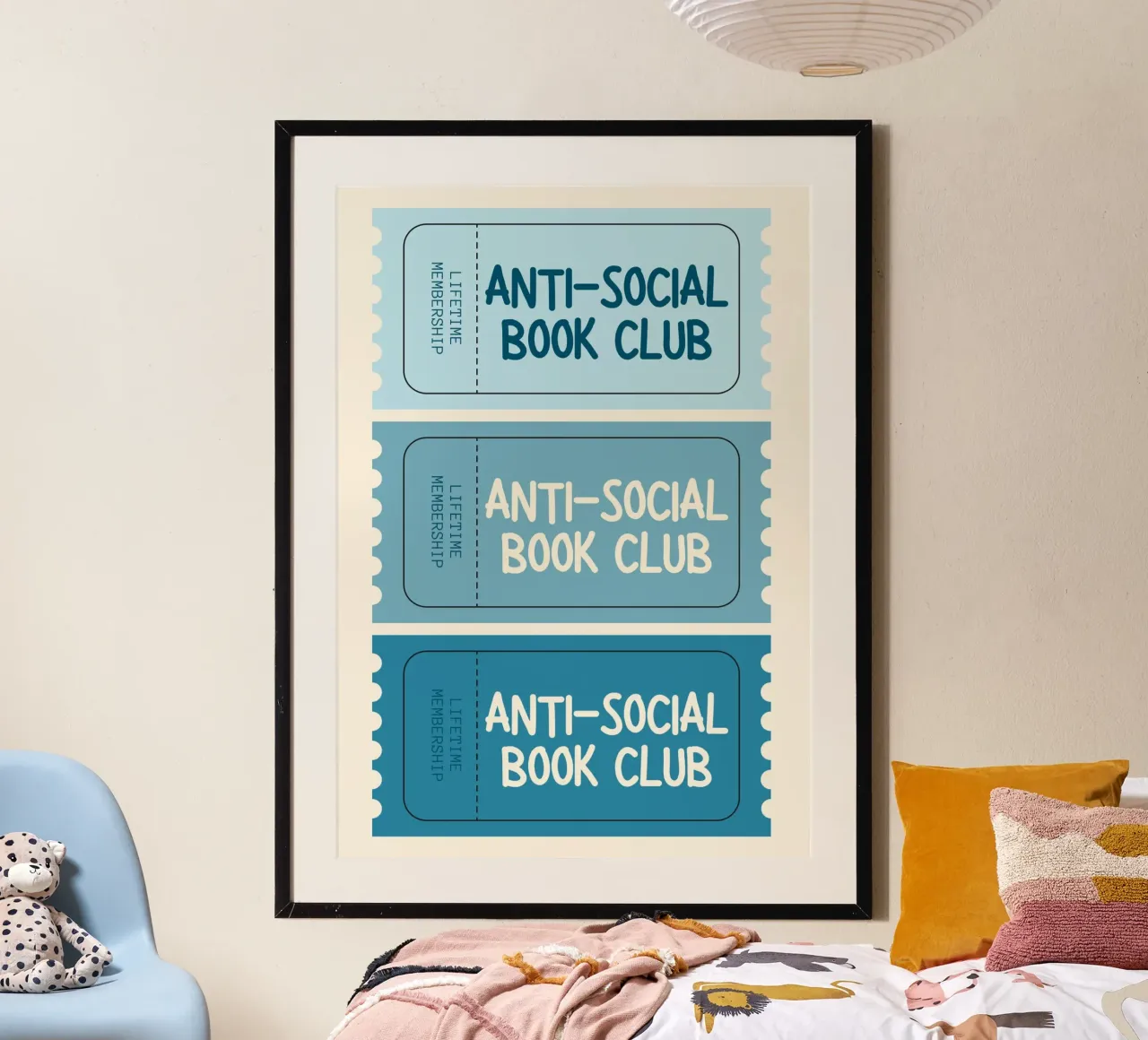 Anti-Social Book Club Lifetime Membership Ticket Art Print poster by vintagepod