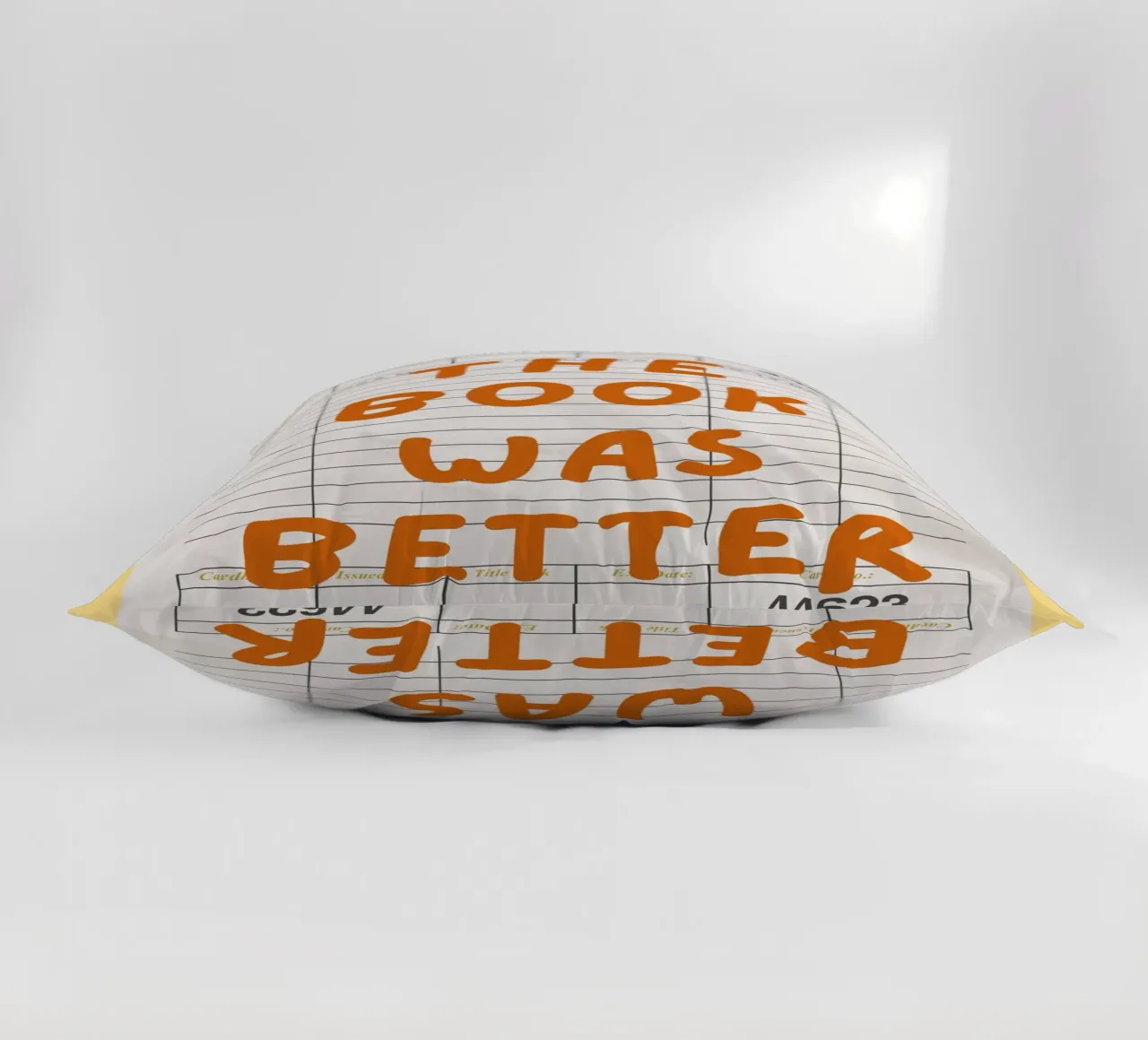 "The Book Was Better" Library Card Art Print decorative cushion by vintagepod