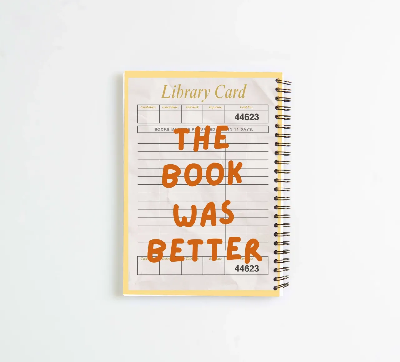 "The Book Was Better" Library Card Art Print spiral notebook by vintagepod