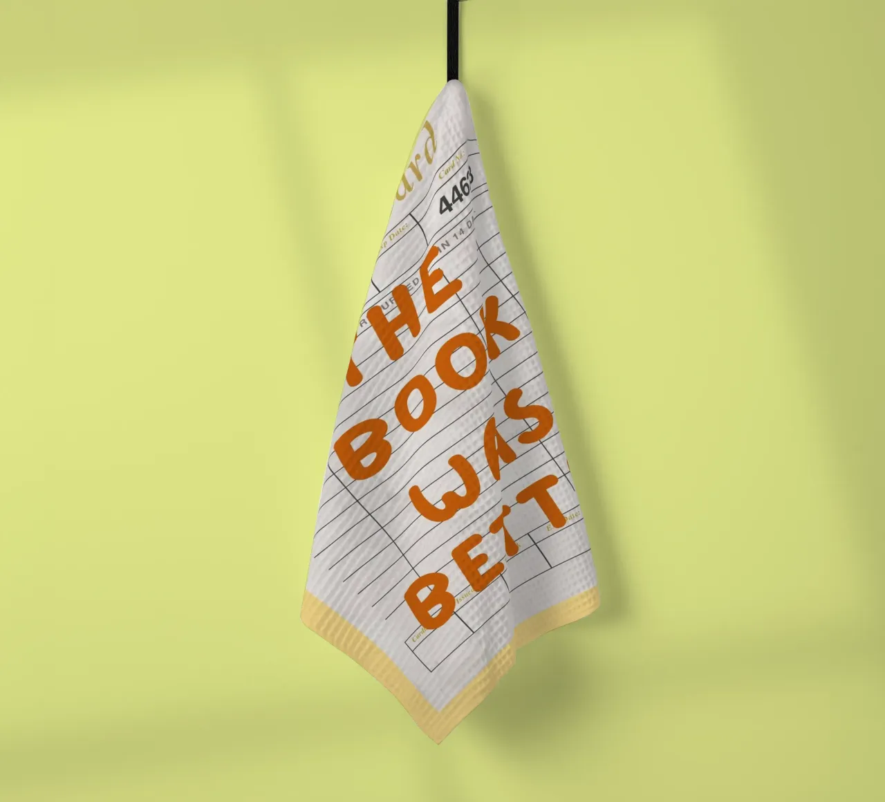 "The Book Was Better" Library Card Art Print tea towel by vintagepod