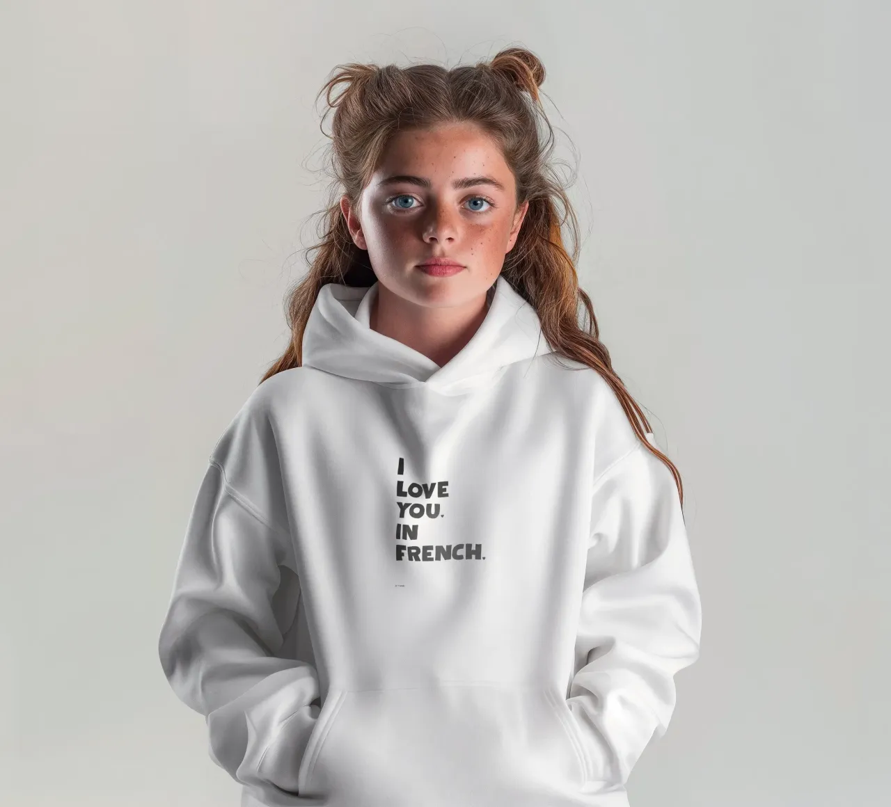 Ti amo in francese felpa bambino con cappuccio da Attaboy Dsgn