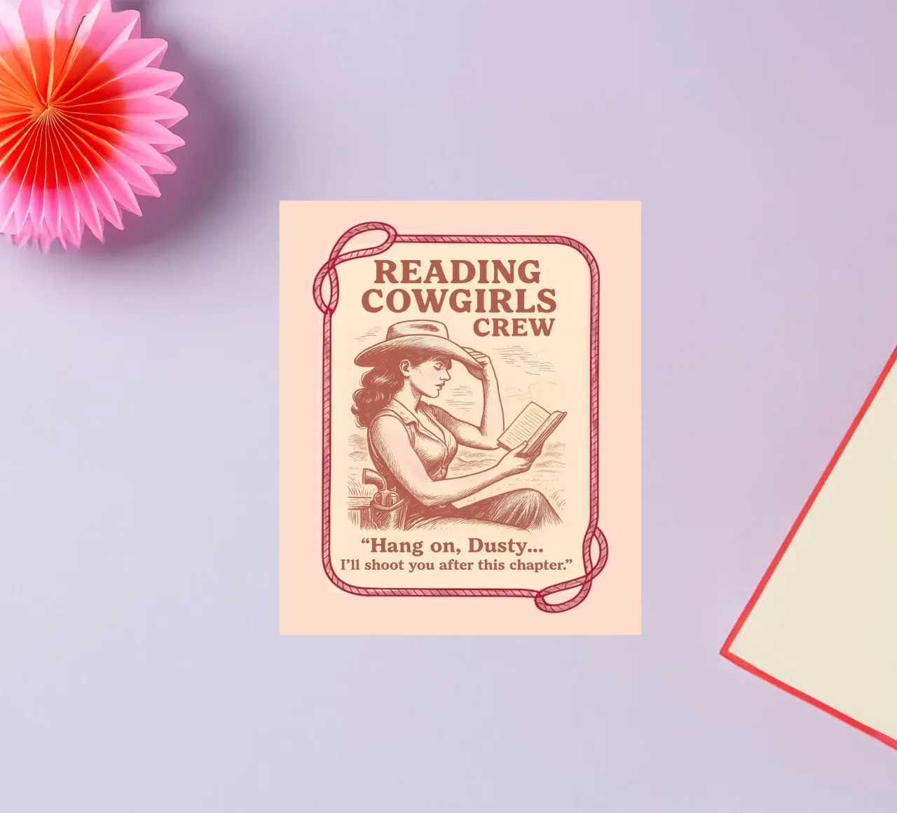 Reading Cowgirls Crew: Bleib dran Dusty Sticker von Taika Tori Art