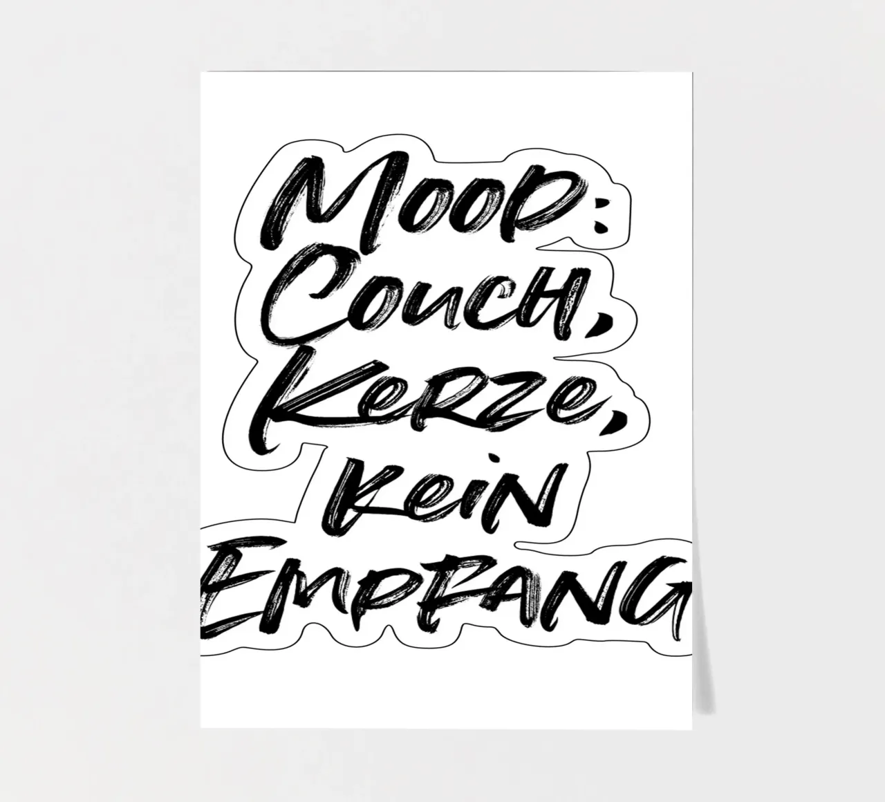 Mood: Couch, Kerze, kein Empfang | minimalistic design foglio adesivo da just typo