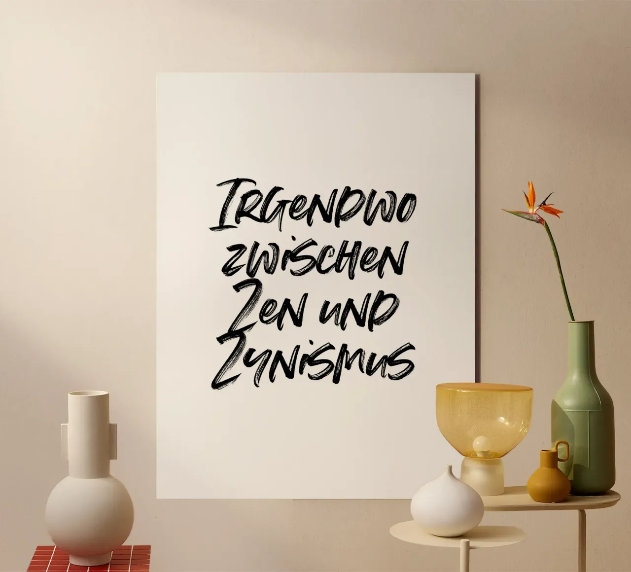 Zwischen Zen und Zynismus | minimalistic design alluminio dibond da just typo