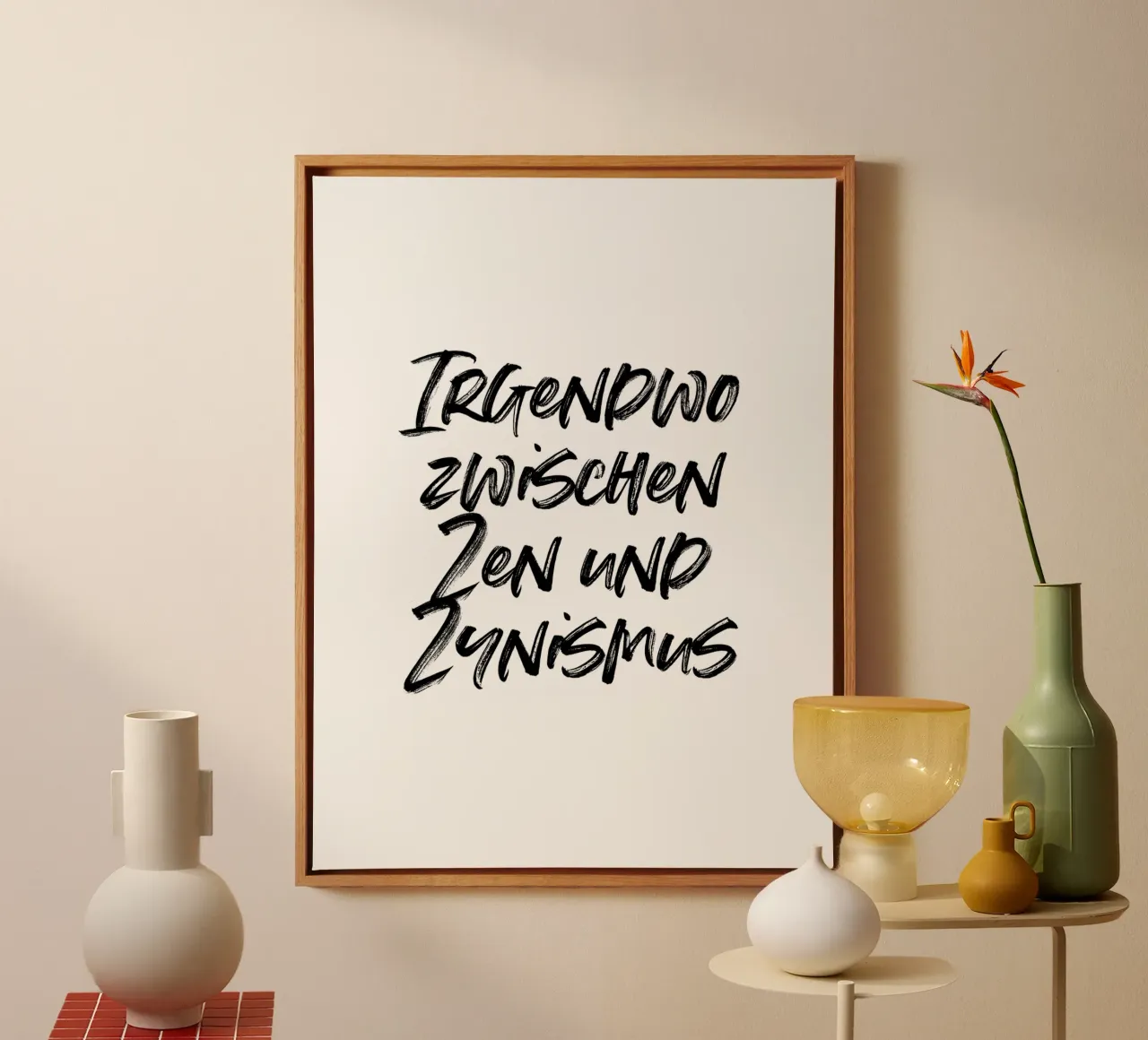 Zwischen Zen und Zynismus | minimalistic design tela con Cornice a cassetta da just typo