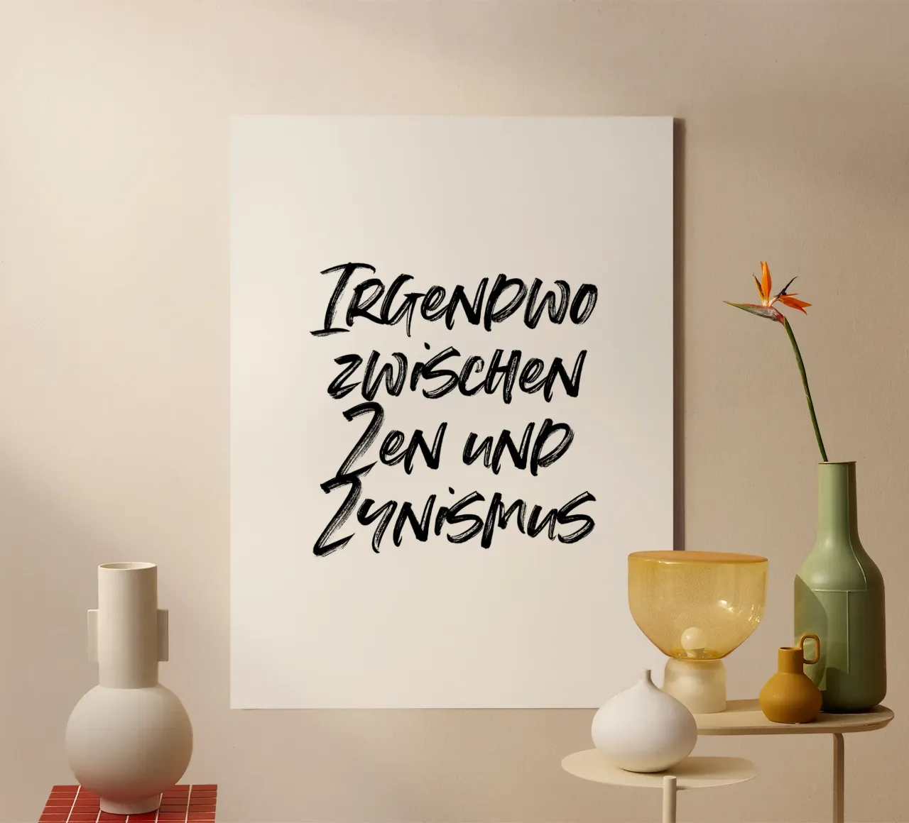 Zwischen Zen und Zynismus | minimalistic design tela con Cornice a cassetta da just typo