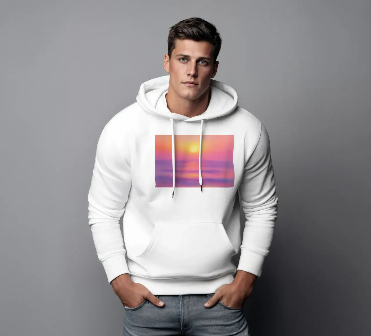 Sunset Gradient Soft Skies & Golden Hues felpa con cappuccio da Attaboy Dsgn