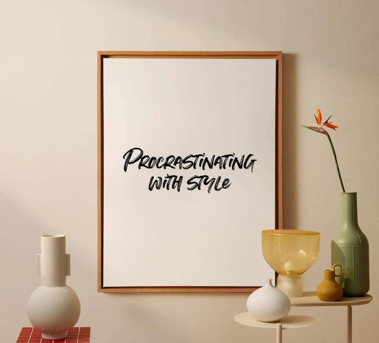 Procrastinating with style | minimalistic design tela con Cornice a cassetta da just typo