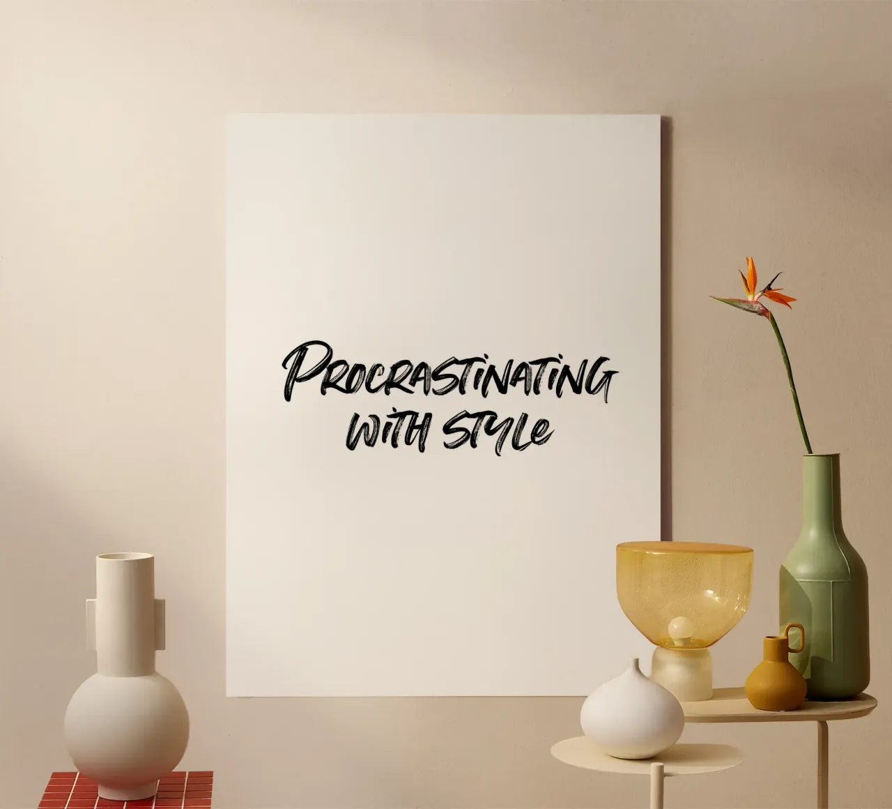 Procrastinating with style | minimalistic design tela con Cornice a cassetta da just typo