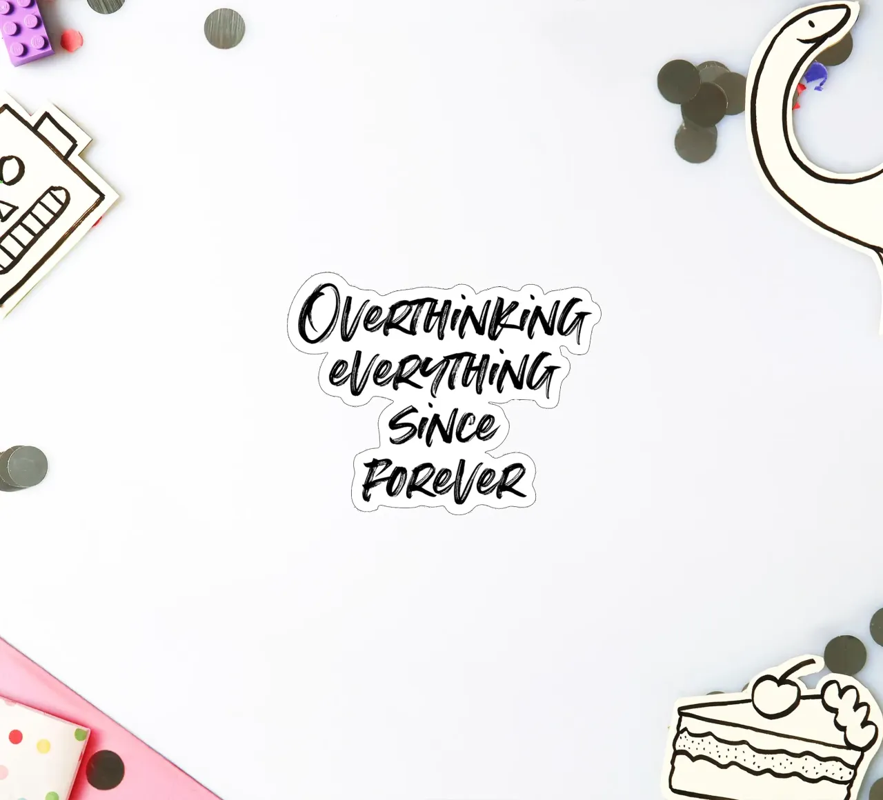 Overthinking everything since forever | minimalistic design adesivo da just typo