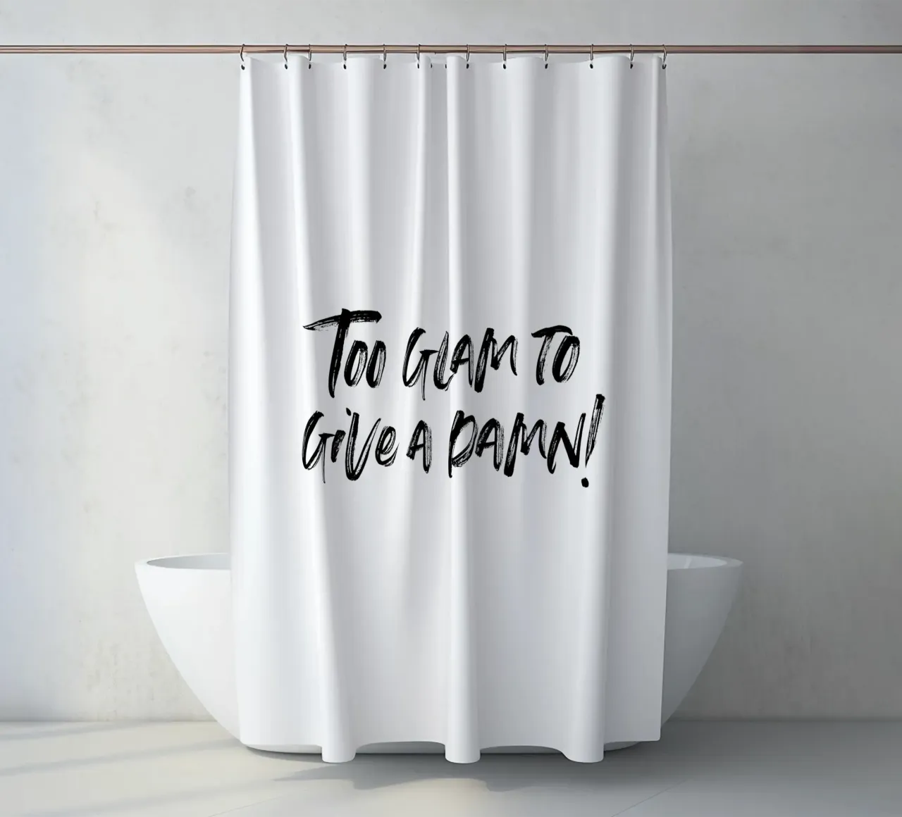 To glam to give a damn | minimalistic design tenda da doccia da just typo