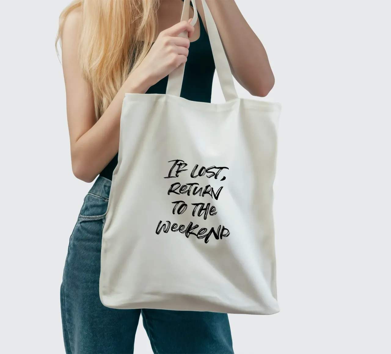If lost, return to the weekend | minimalistic design borsa in juta da just typo