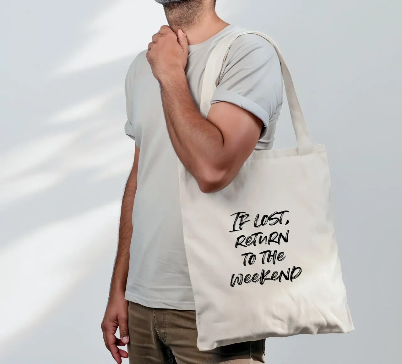 If lost, return to the weekend | minimalistic design borsa in juta da just typo