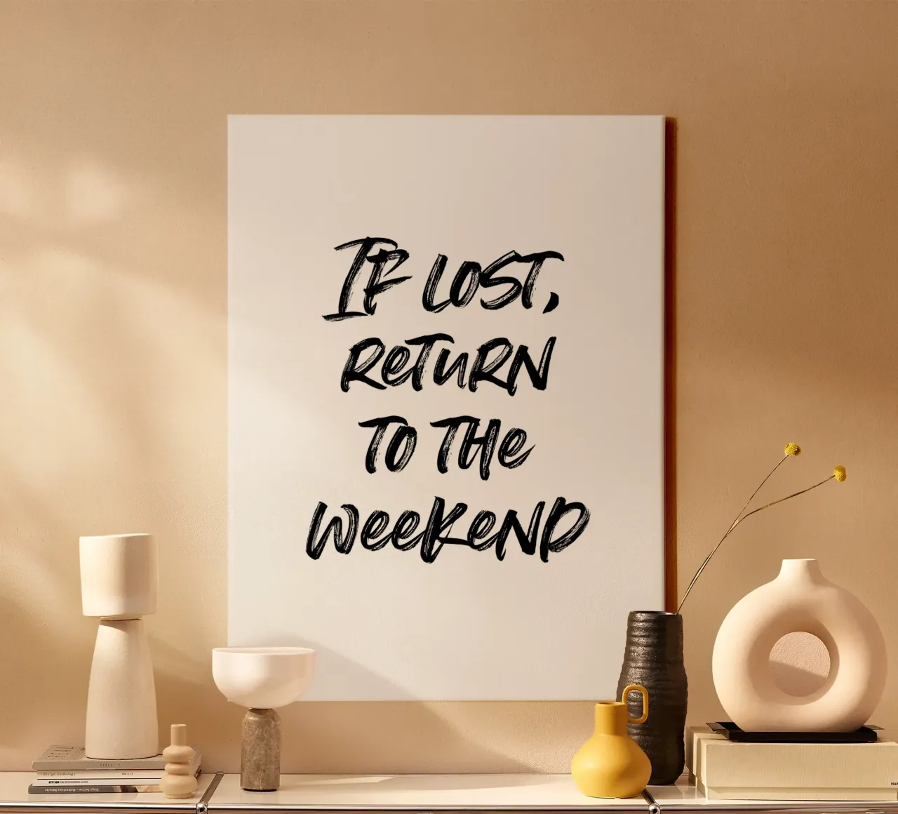 If lost, return to the weekend | minimalistic design canvas van just typo