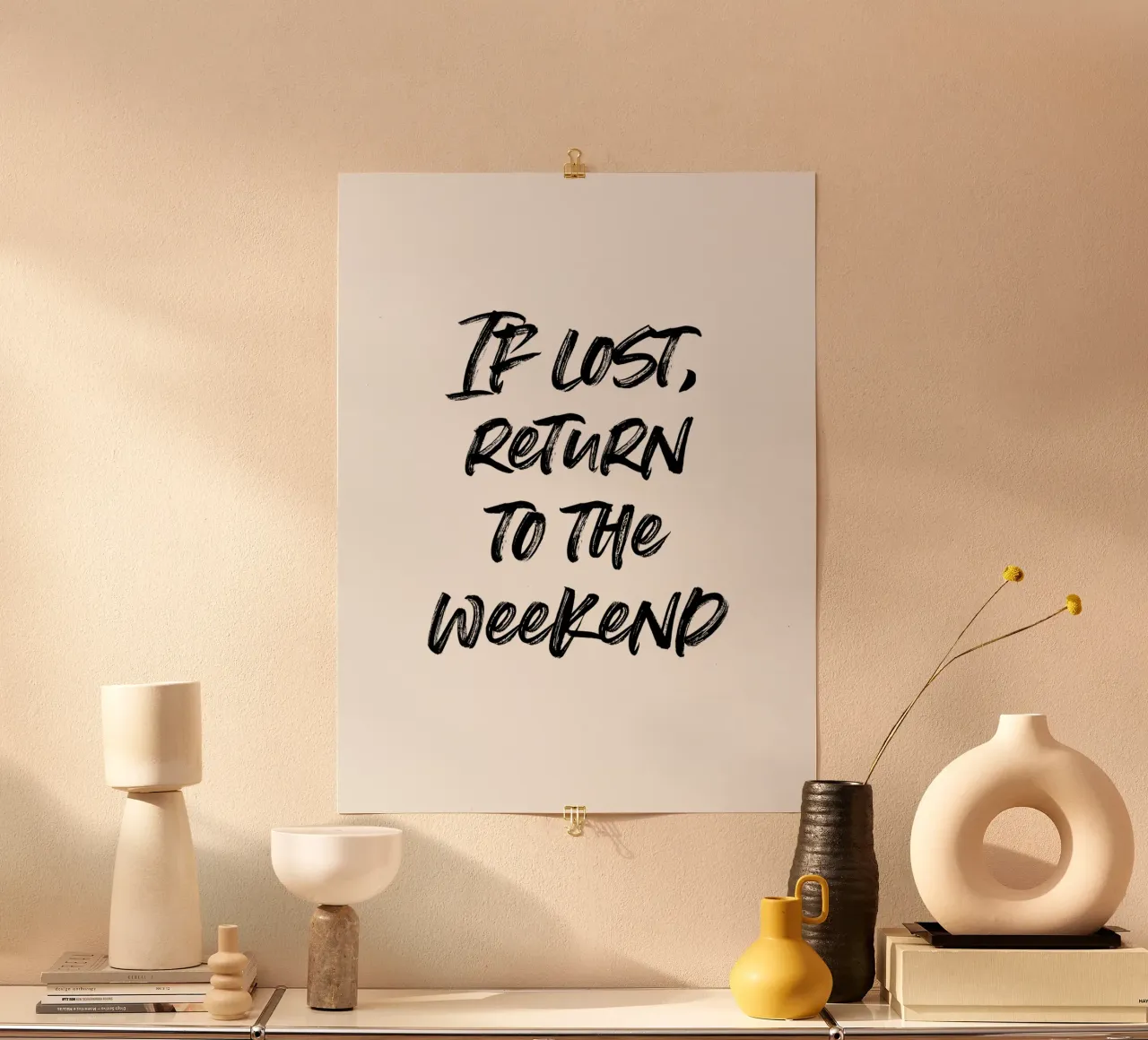 If lost, return to the weekend | minimalistic design carta hahnemühle da just typo