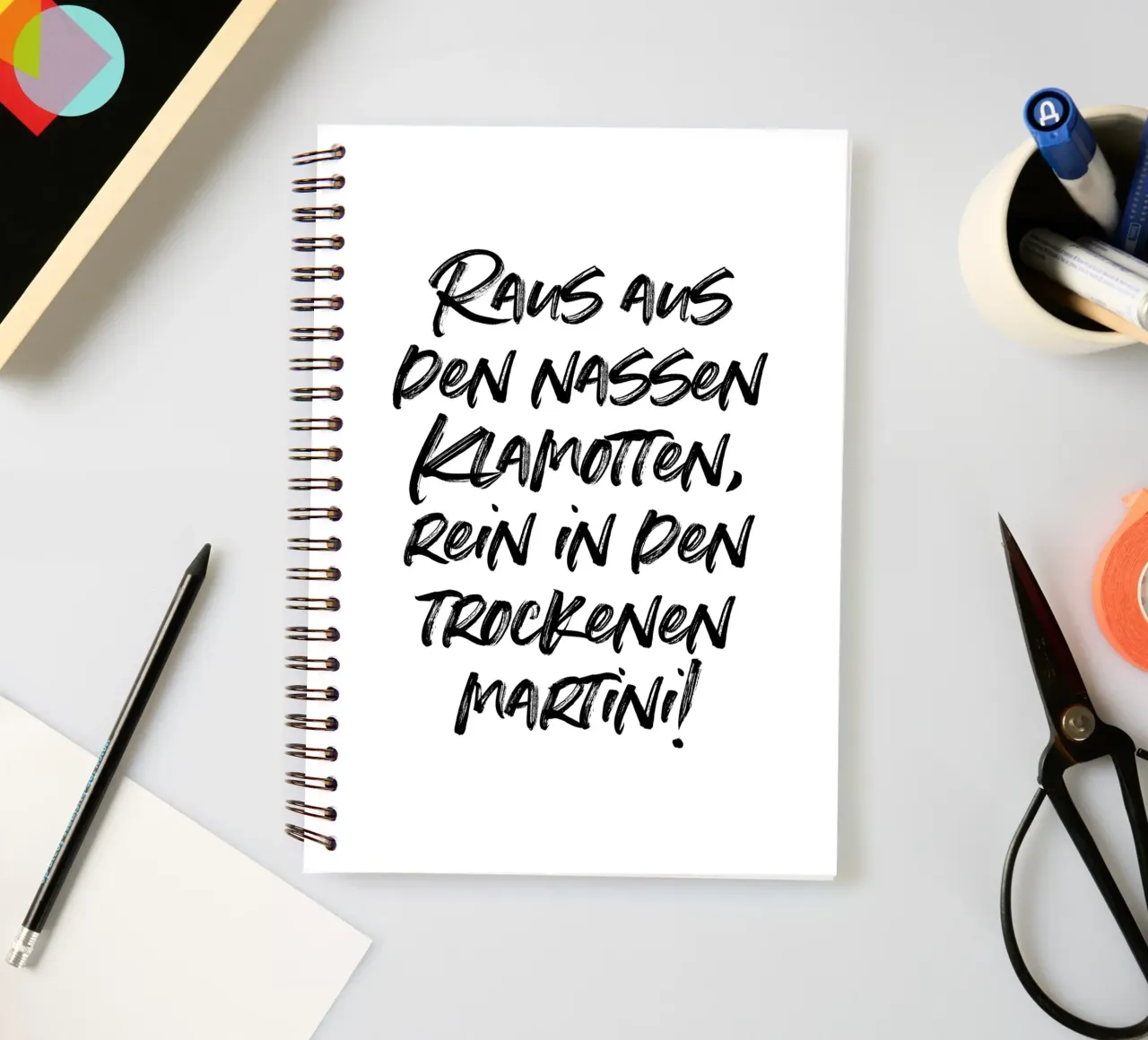 Nase Klamotten, trockene Martini | minimalistic design Ringbuch von just typo