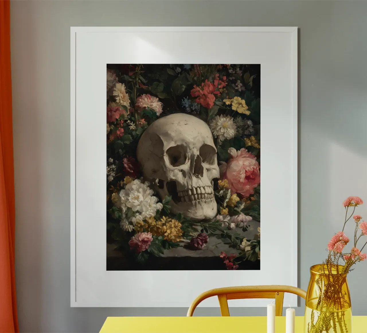 Teschio con fiori carta hahnemühle da IamHomeStudio