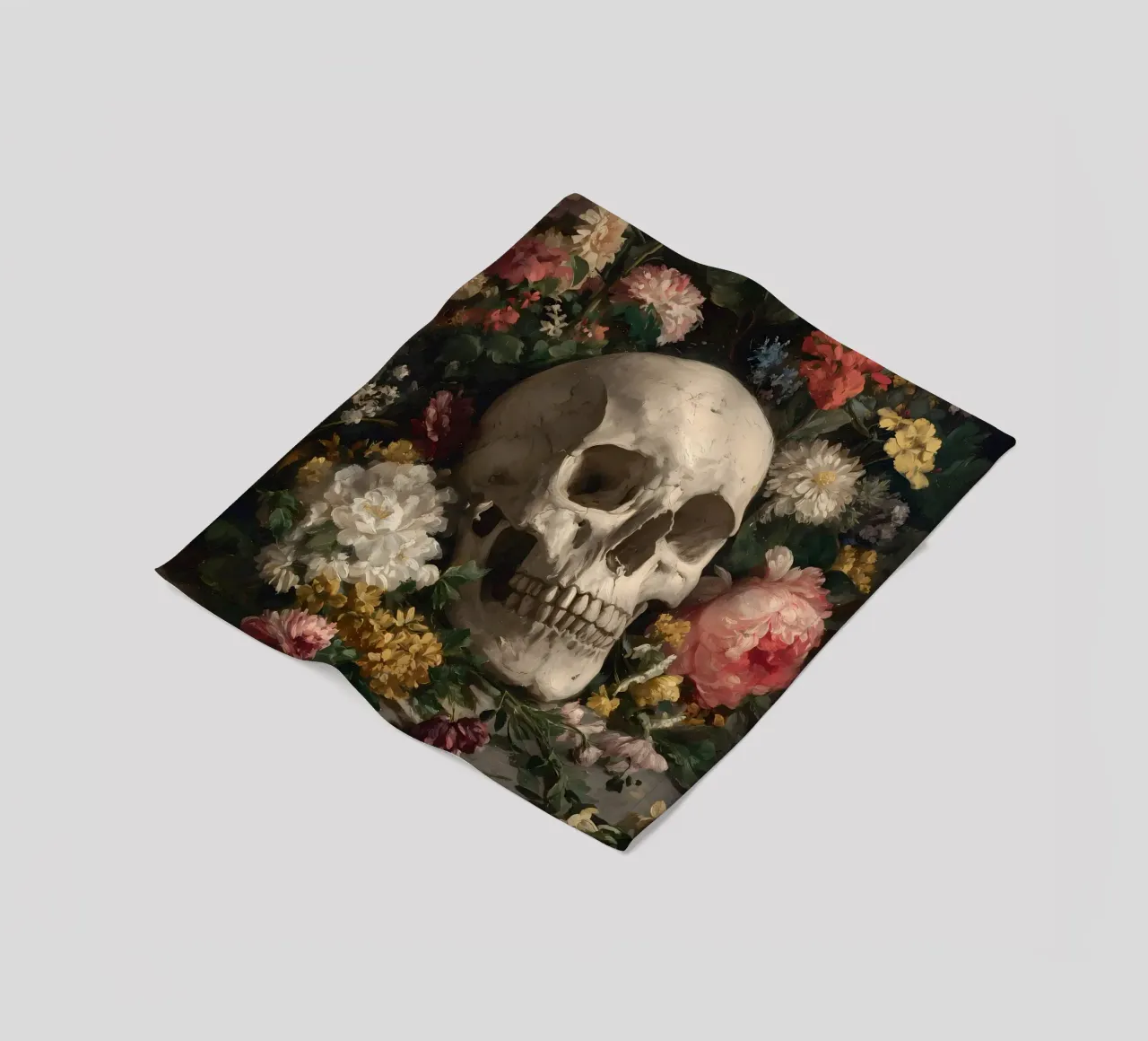 Teschio con fiori coperta in pile da IamHomeStudio