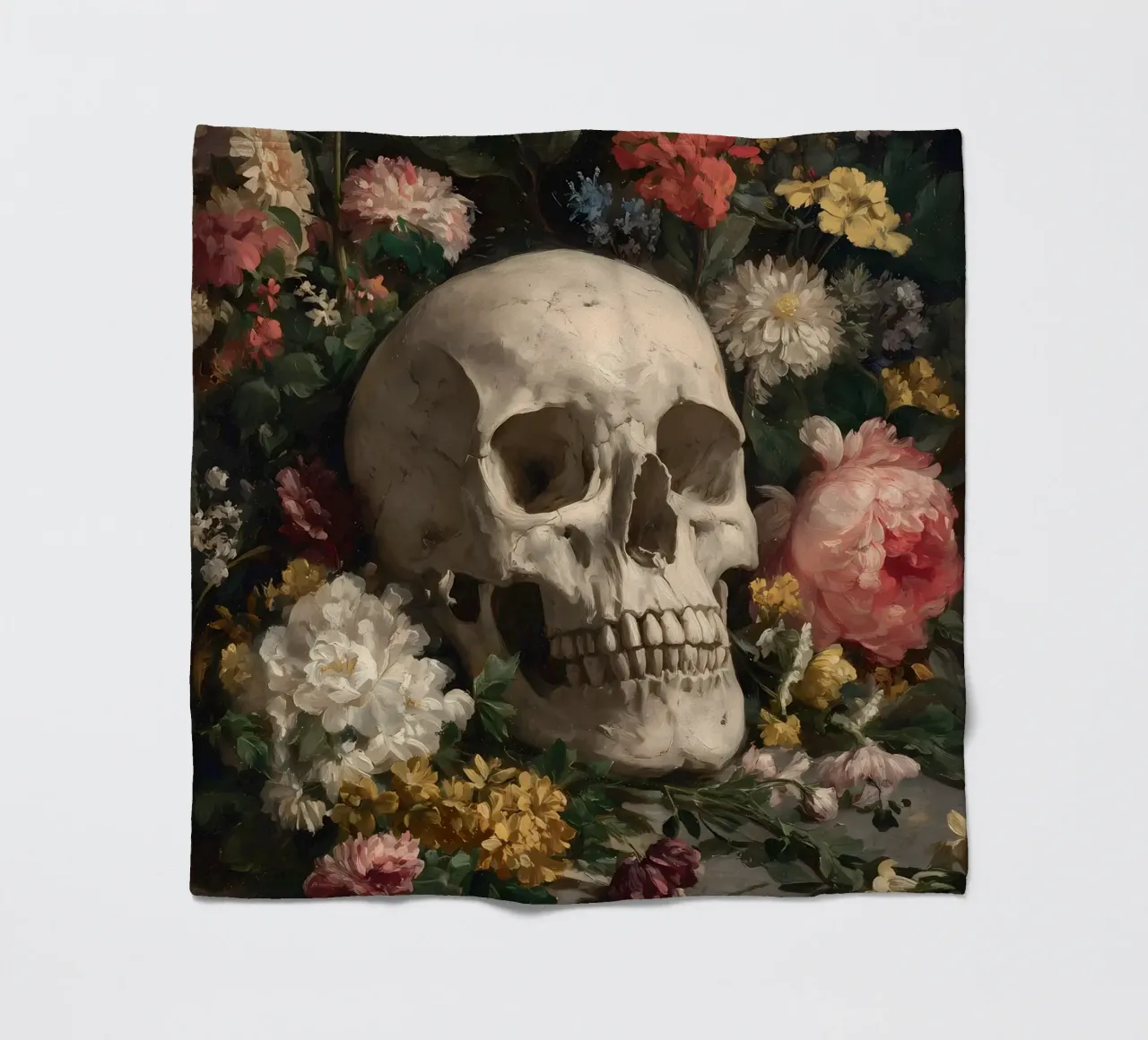 Teschio con fiori coperta in pile da IamHomeStudio