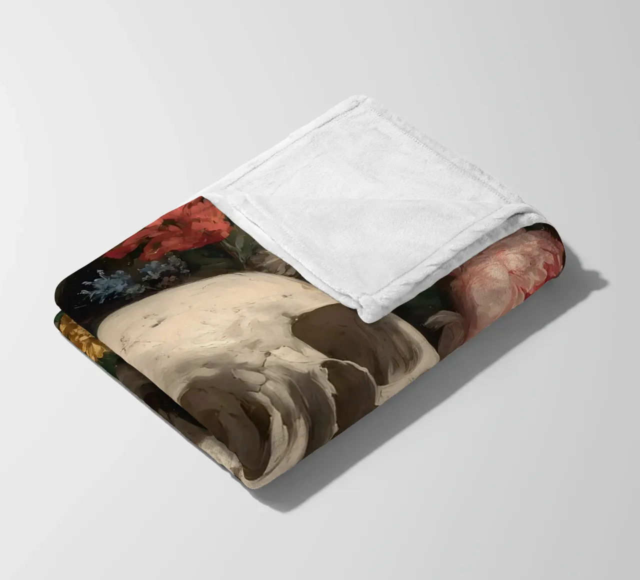 Teschio con fiori coperta in pile da IamHomeStudio