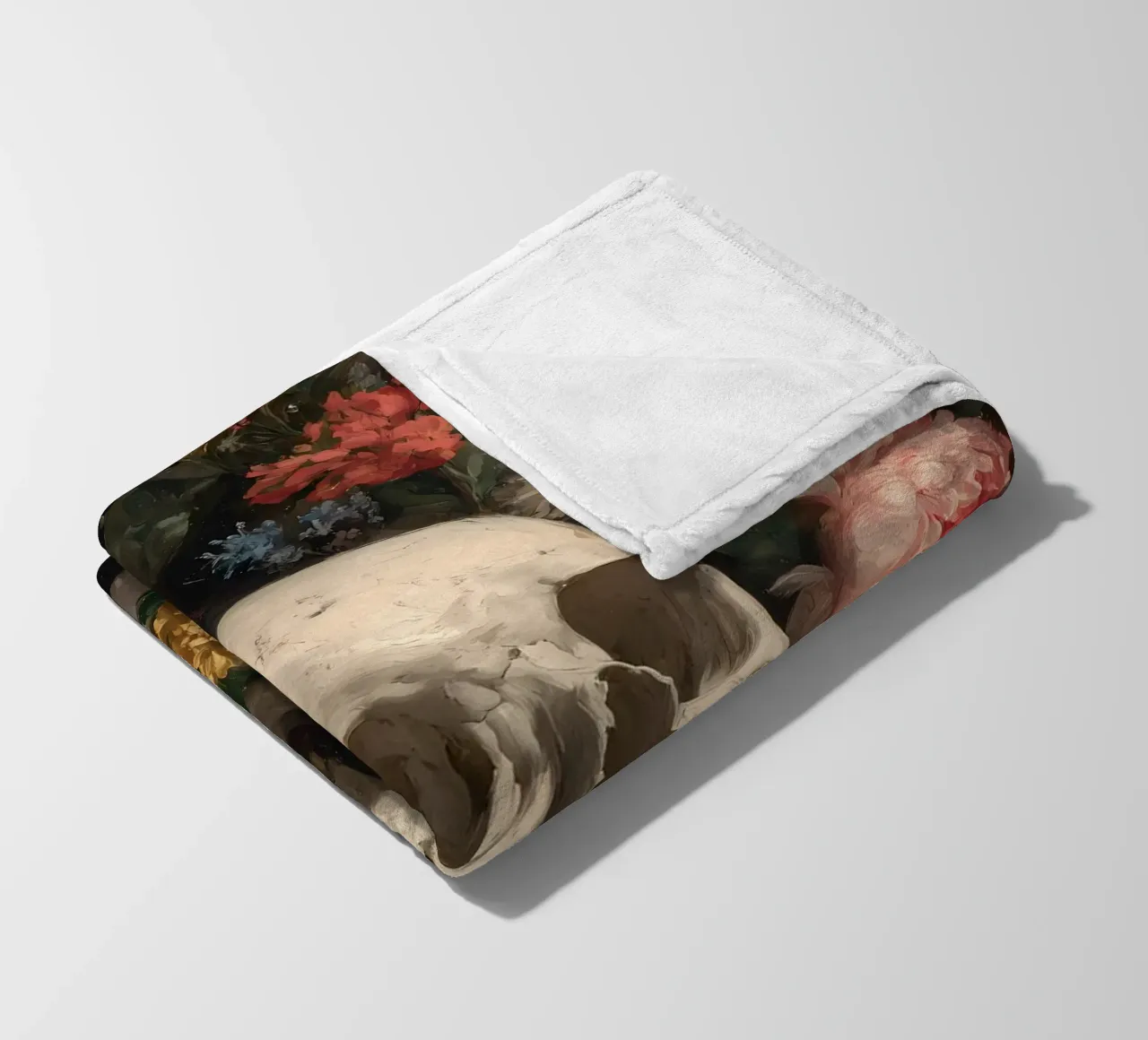 Teschio con fiori coperta in pile da IamHomeStudio