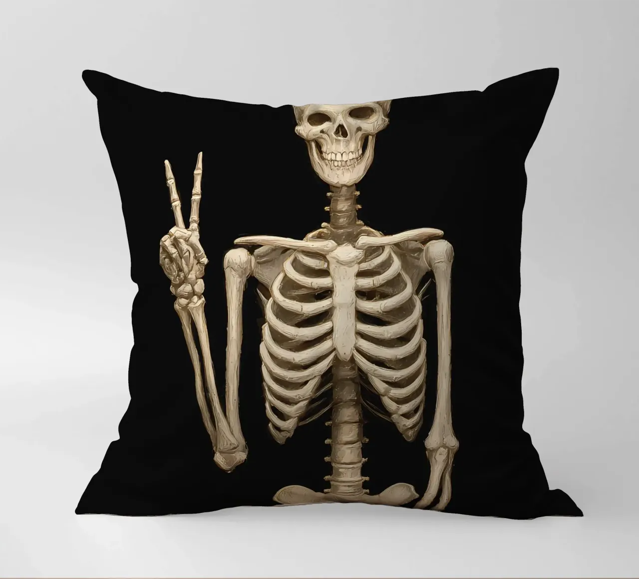 Scheletro con segno di pace cuscino da IamHomeStudio
