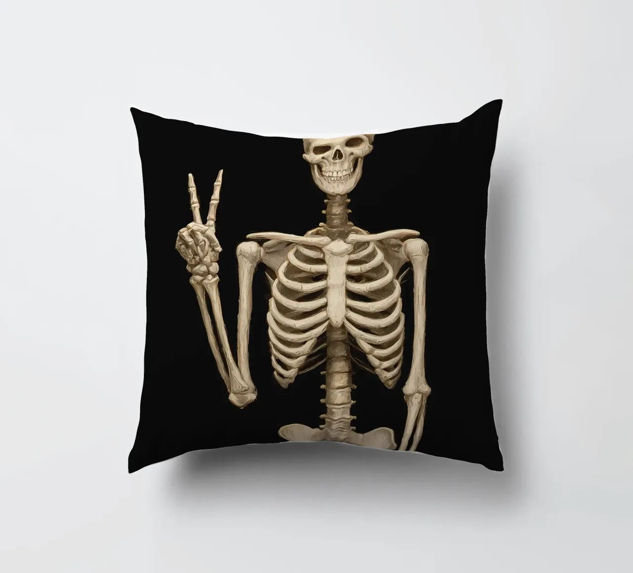 Scheletro con segno di pace cuscino da IamHomeStudio