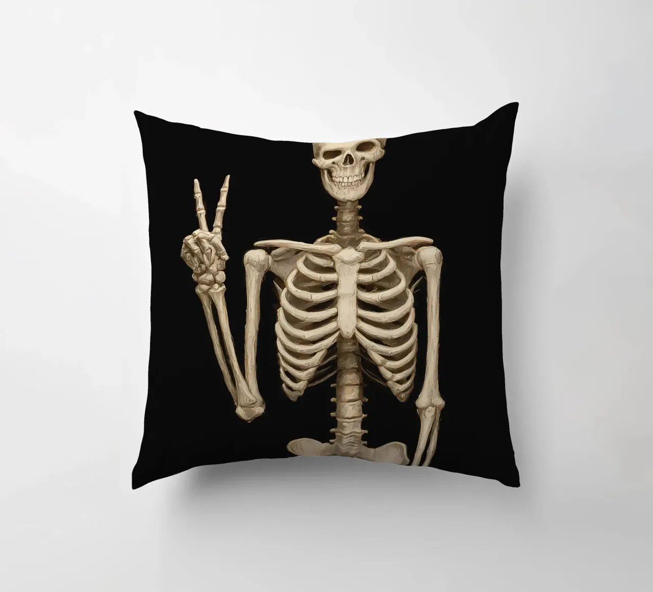 Scheletro con segno di pace cuscino da IamHomeStudio