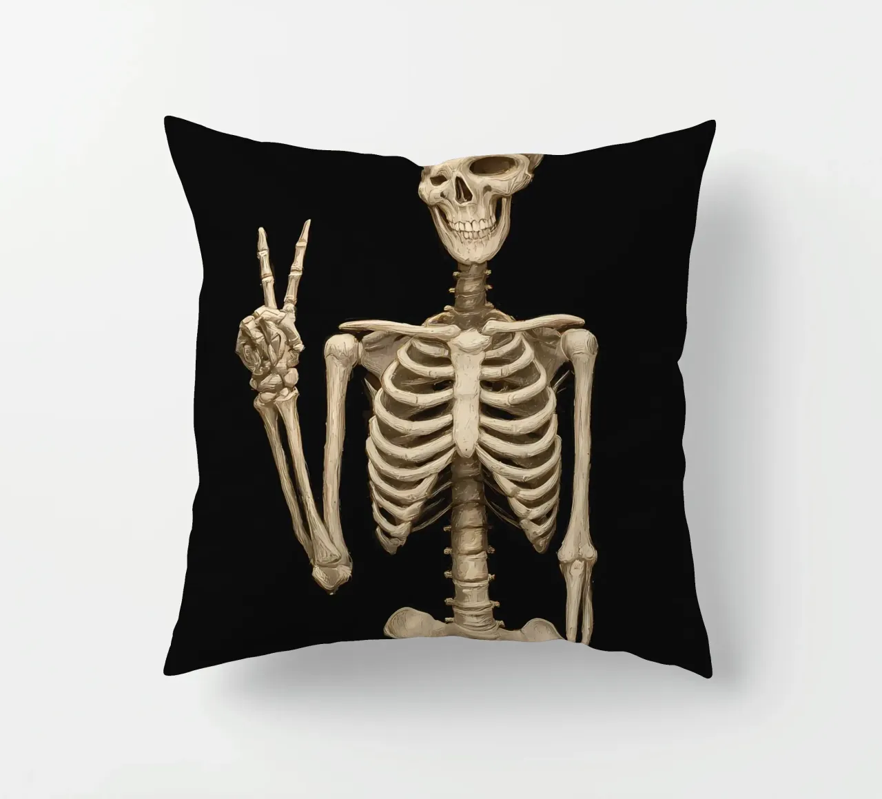 Scheletro con segno di pace cuscino da IamHomeStudio