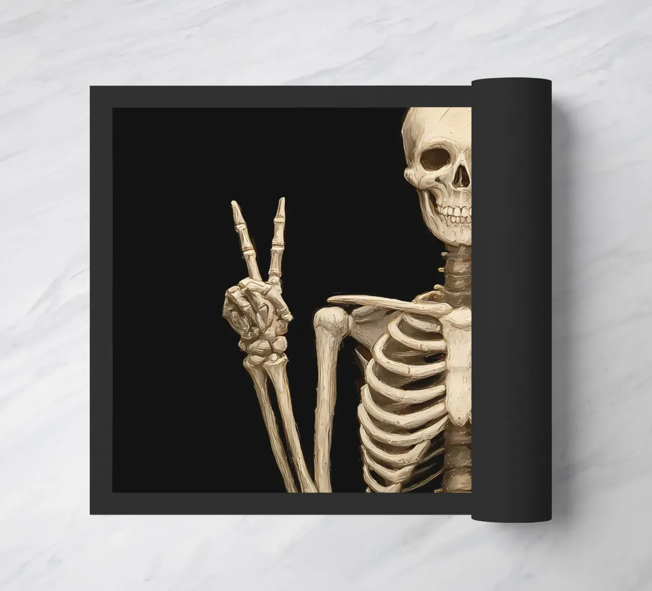 Scheletro con segno di pace zerbino da IamHomeStudio