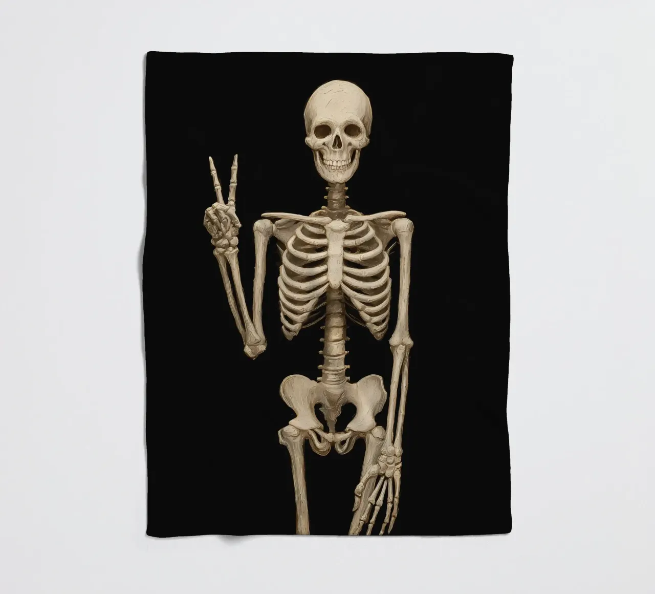 Scheletro con segno di pace coperta in pile da IamHomeStudio