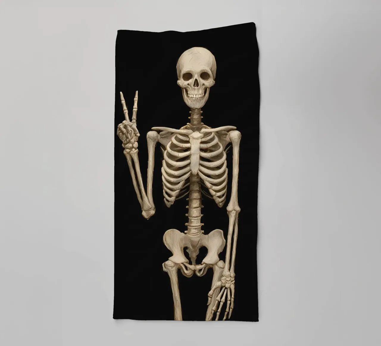 Scheletro con segno di pace asciugamano da bagno da IamHomeStudio