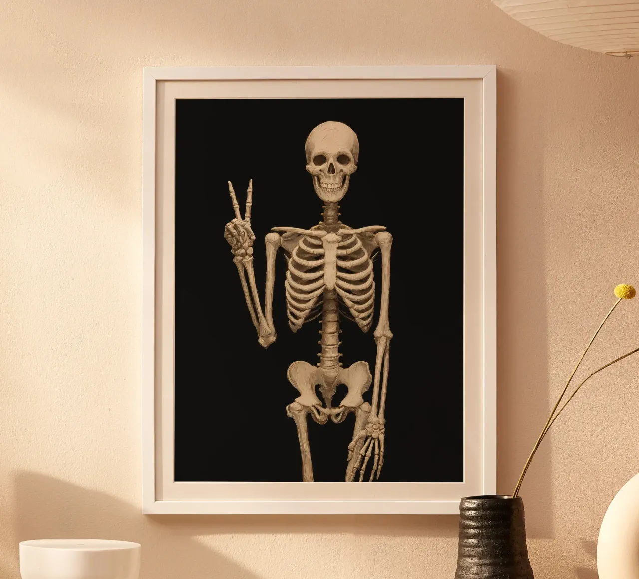 Scheletro con segno di pace carta hahnemühle da IamHomeStudio