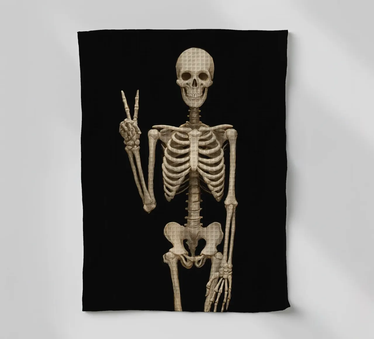 Scheletro con segno di pace canovaccio da cucina da IamHomeStudio