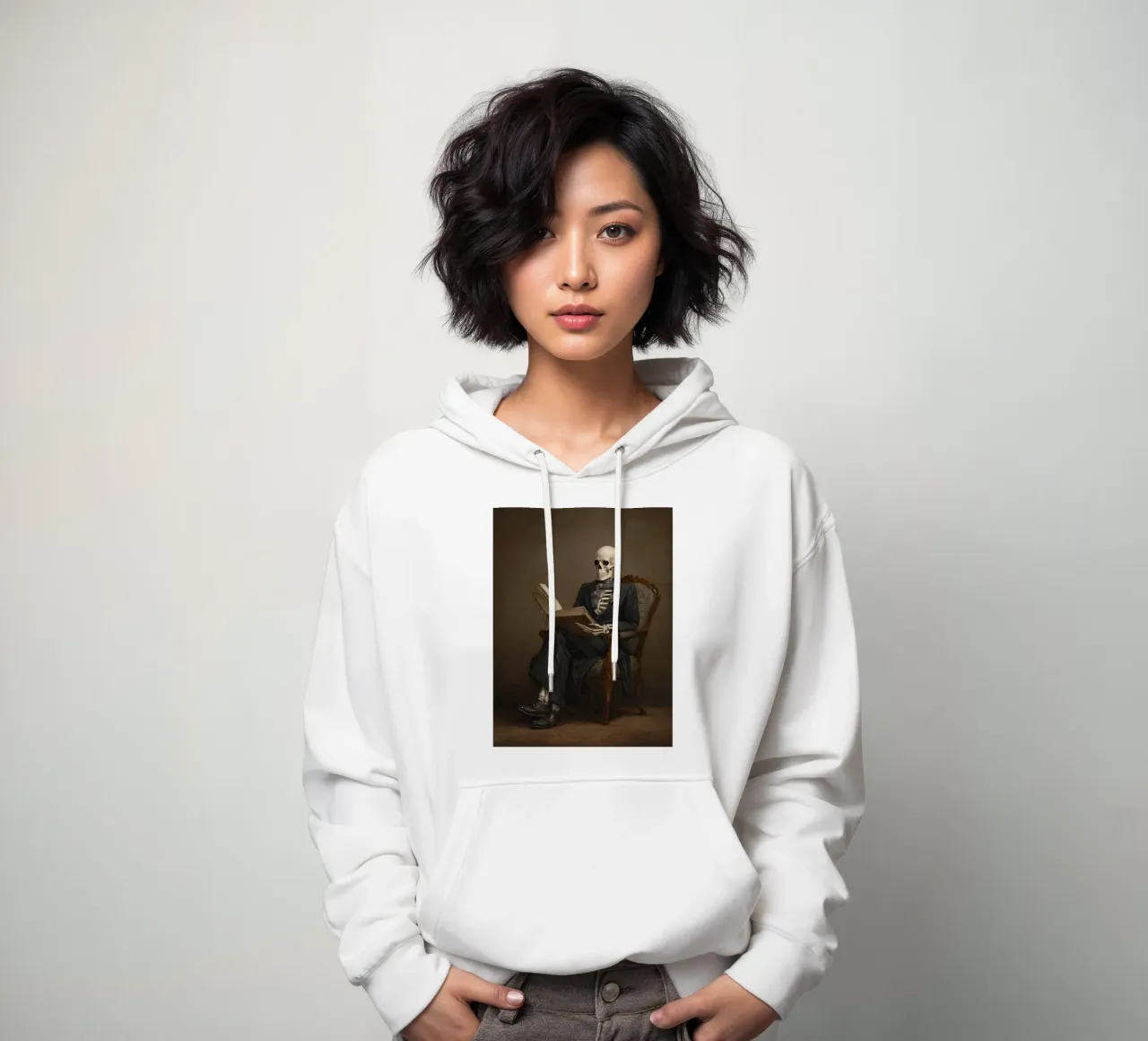 Skeleton reading a book felpa con cappuccio da IamHomeStudio