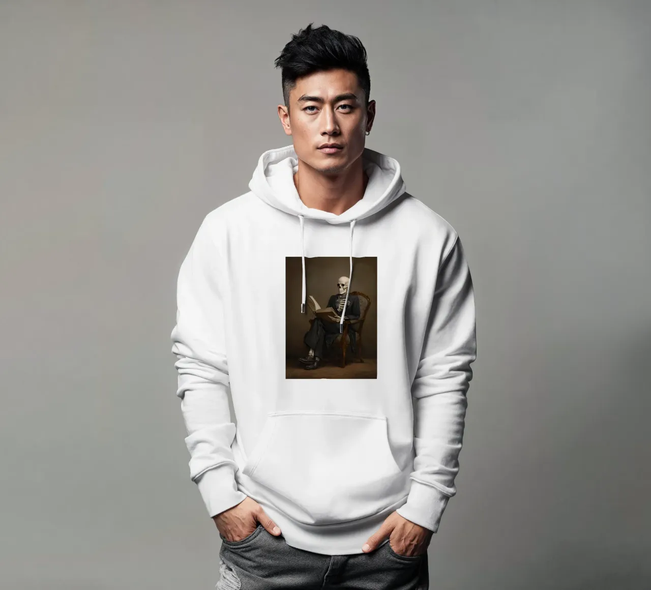 Skeleton reading a book felpa con cappuccio da IamHomeStudio