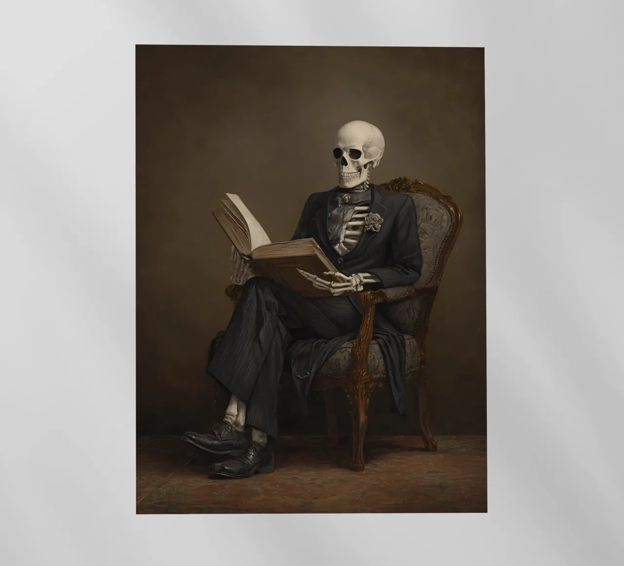 Skeleton reading a book pellicola backlit da IamHomeStudio