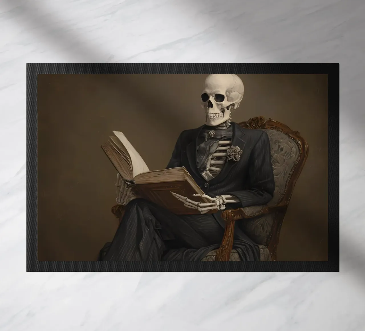 Skeleton reading a book zerbino da IamHomeStudio