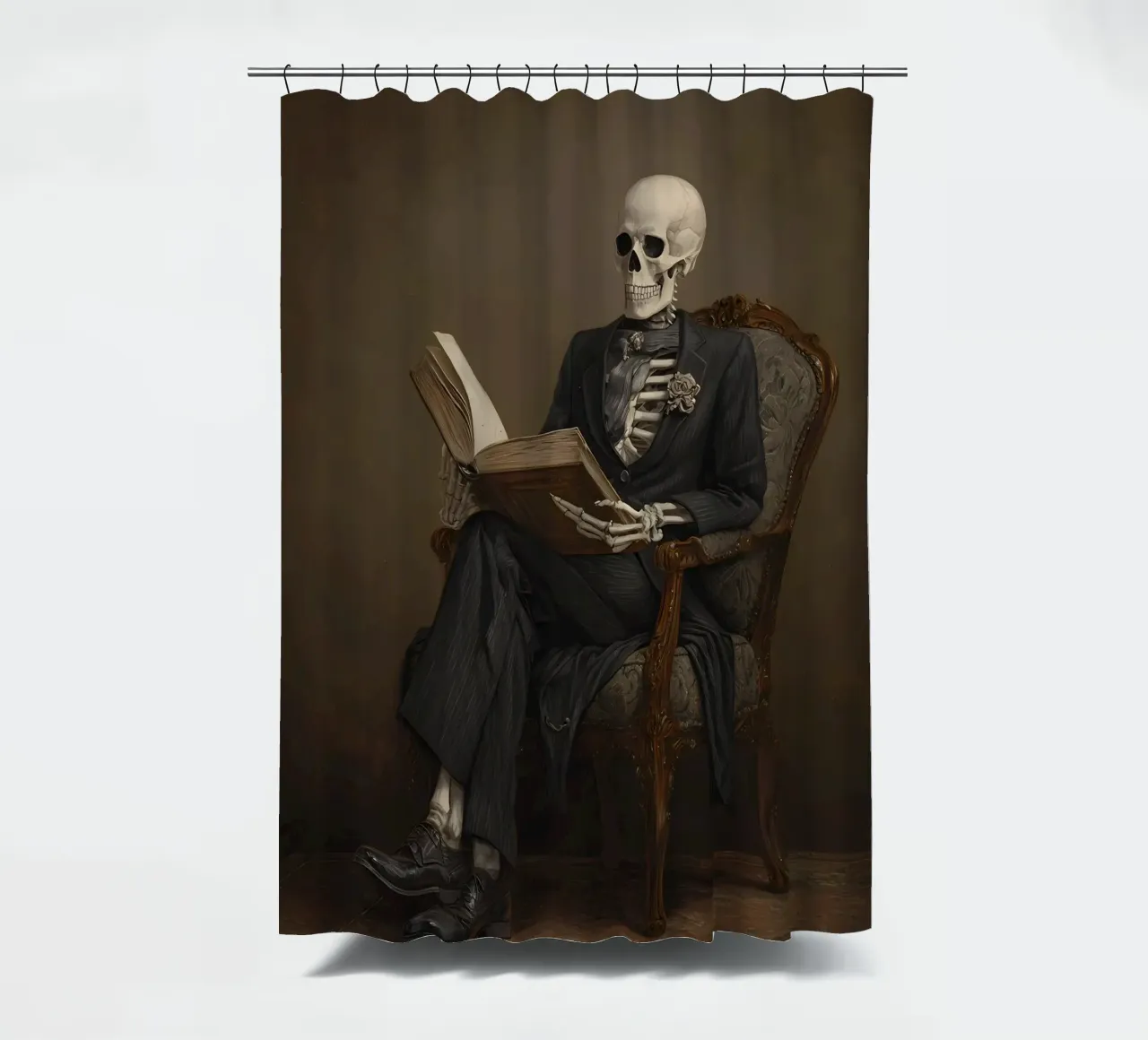 Skeleton reading a book tenda da doccia da IamHomeStudio