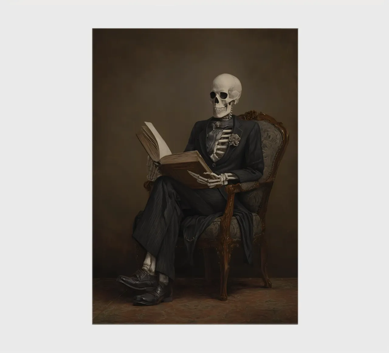 Skeleton reading a book diario da IamHomeStudio