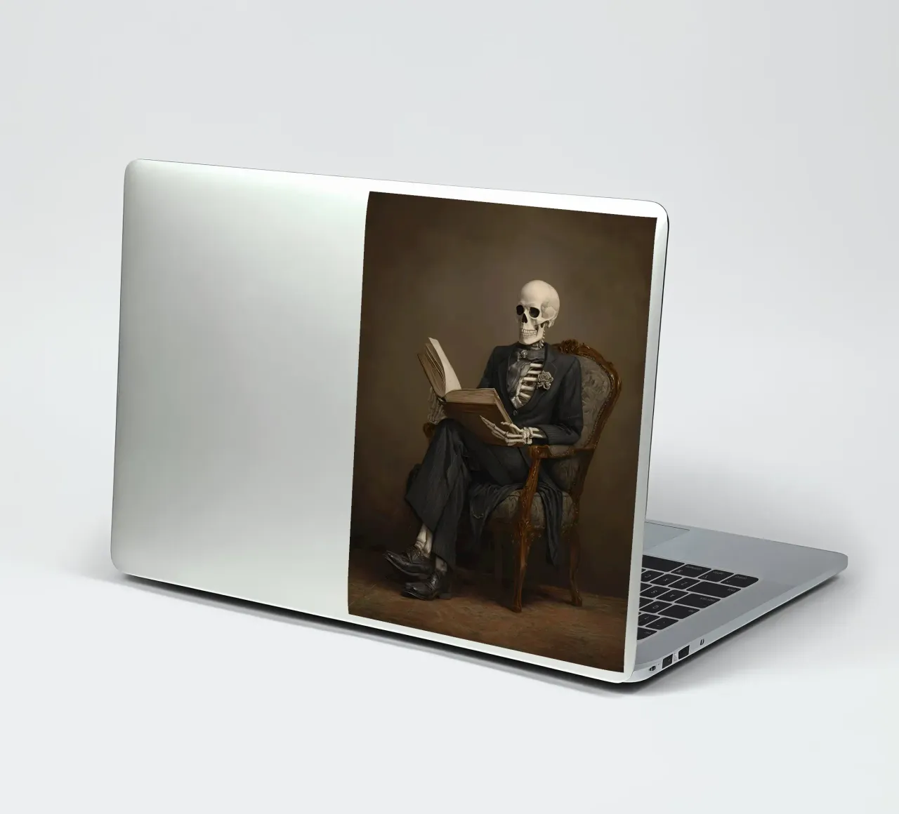 Skeleton reading a book Sticker von IamHomeStudio