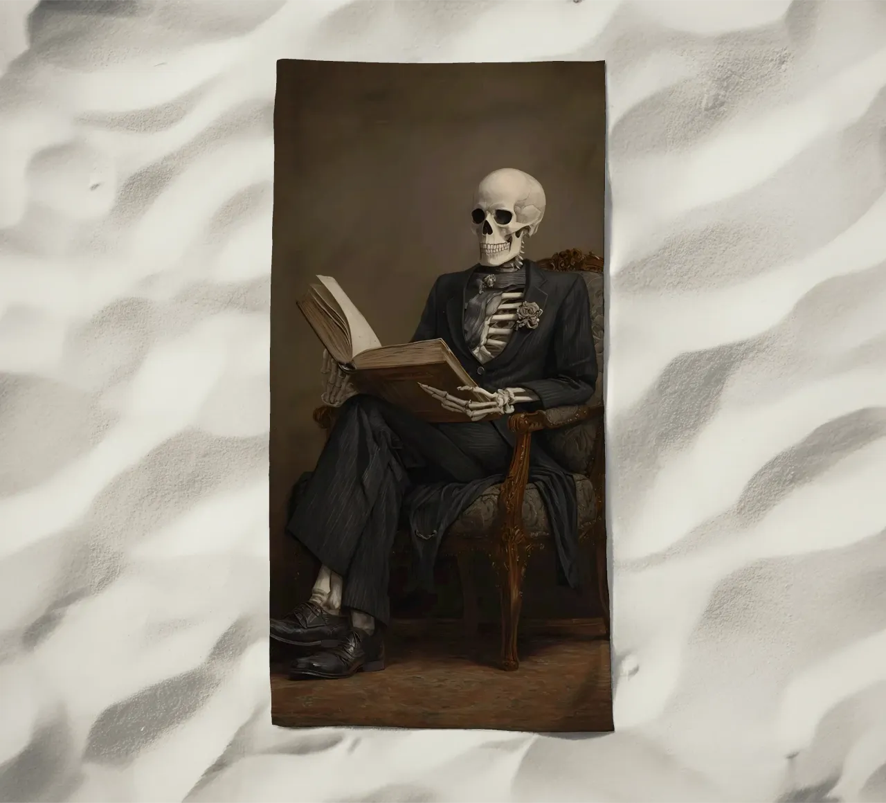 Skeleton reading a book telo mare da IamHomeStudio