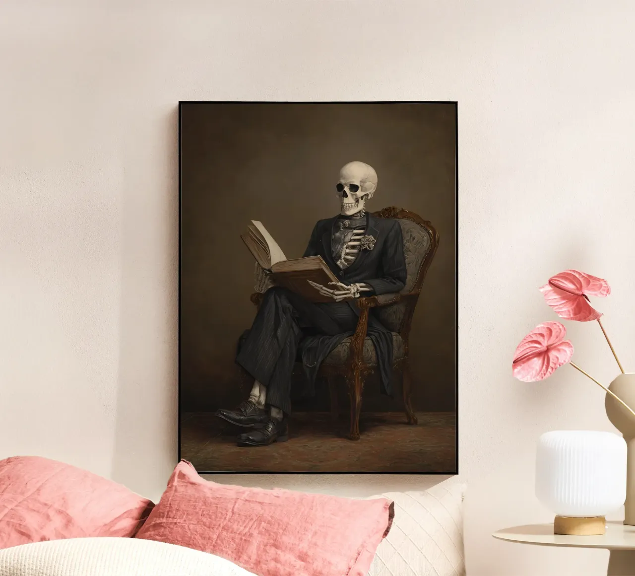 Skeleton reading a book plexiglass da IamHomeStudio