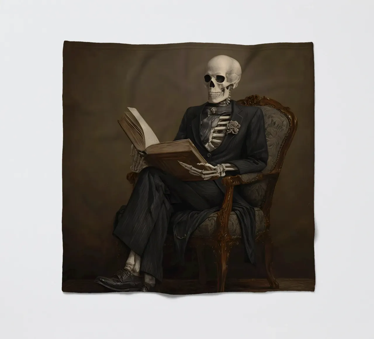 Skeleton reading a book coperta in pile da IamHomeStudio