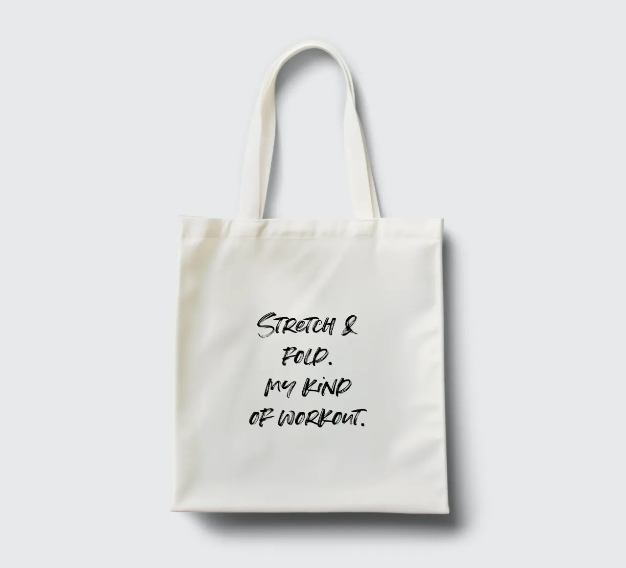 Stretch & Fold. My kind of workout. | minimalistic design borsa in juta da just typo