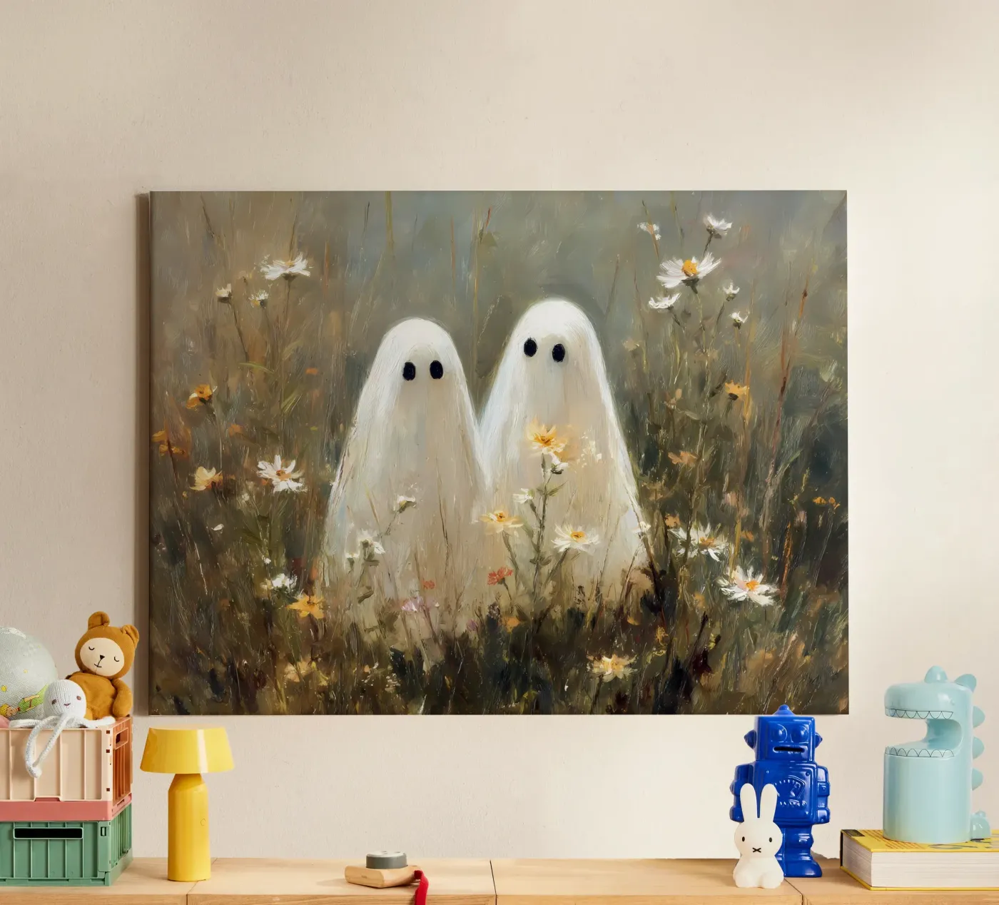 Cute ghosts canvas by IamHomeStudio